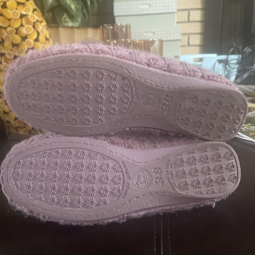 Sundance Made in Italy Crocheted House Slippers Rare Mules Slip Ons Floral Rare - Picture 13 of 14